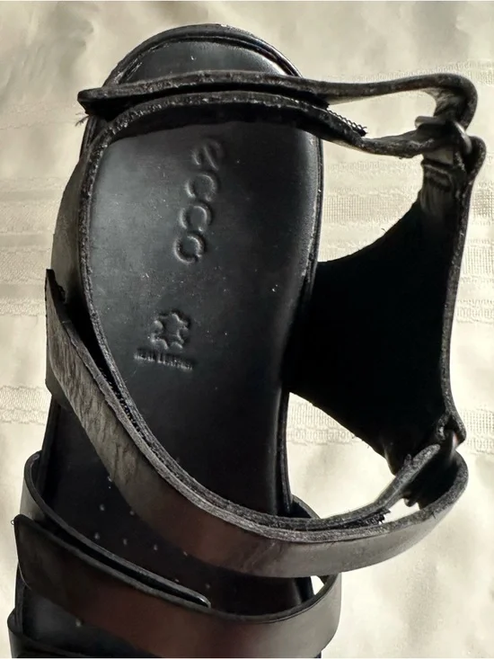 Ecco Black Triple-Strap Leather Sandals - Picture 9 of 12